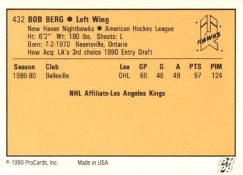 1990-91 ProCards AHL/IHL #432 Bob Berg Back