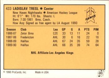 1990-91 ProCards AHL/IHL #433 Ladislav Tresl Back