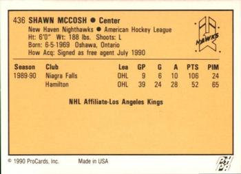1990-91 ProCards AHL/IHL #436 Shawn McCosh Back