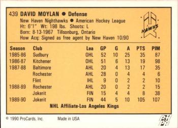 1990-91 ProCards AHL/IHL #439 David Moylan Back