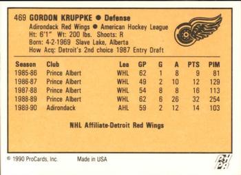 1990-91 ProCards AHL/IHL #469 Gord Kruppke Back