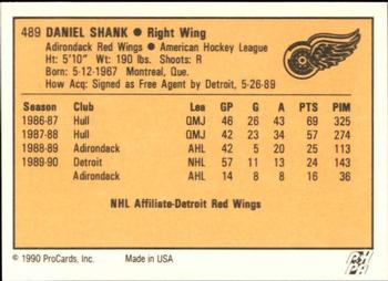 1990-91 ProCards AHL/IHL #489 Daniel Shank Back