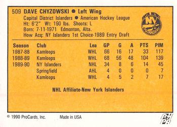 1990-91 ProCards AHL/IHL #509 Dave Chyzowski Back