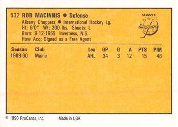 1990-91 ProCards AHL/IHL #532 Rob MacInnis Back