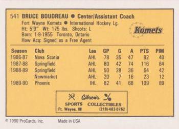 1990-91 ProCards AHL/IHL #541 Bruce Boudreau Back