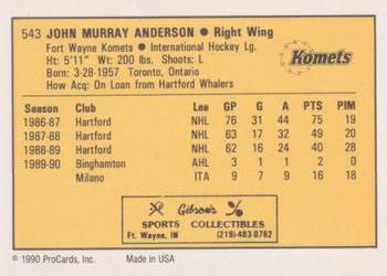 1990-91 ProCards AHL/IHL #543 John Anderson Back