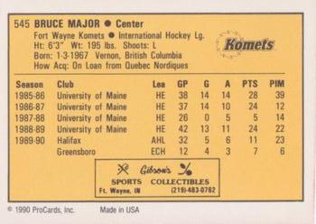 1990-91 ProCards AHL/IHL #545 Bruce Major Back