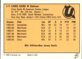 1990-91 ProCards AHL/IHL #575 Chris Kiene Back