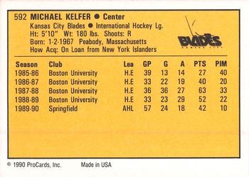 1990-91 ProCards AHL/IHL #592 Mike Kelfer Back