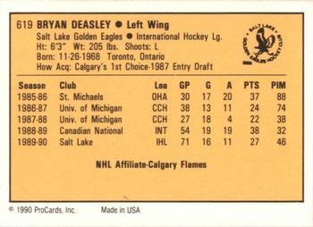 1990-91 ProCards AHL/IHL #619 Bryan Deasley Back