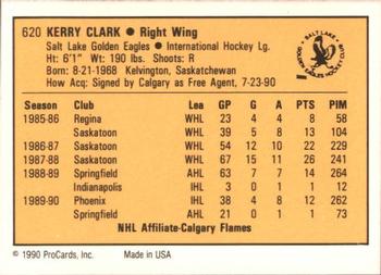 1990-91 ProCards AHL/IHL #620 Kerry Clark Back
