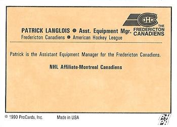 1990-91 ProCards AHL/IHL #NNO Patrick Langlois Back