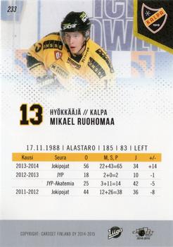 2014-15 Cardset Finland #233 Mikael Ruohomaa Back