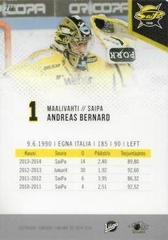 2014-15 Cardset Finland #277 Andreas Bernard Back