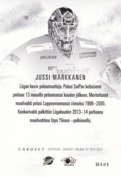 2014-15 Cardset Finland - Ghost Goalies #GG9 Jussi Markkanen Back