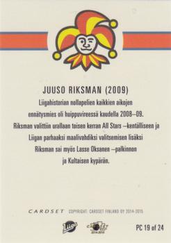 2014-15 Cardset Finland - Player’s Choice Best Of The Best #PC19 Juuso Riksman Back