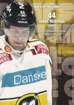 2004-05 Cardset Finland - Stars of the Game #7 Janne Niinimaa Back