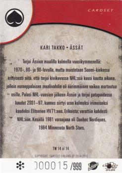 2014-15 Cardset Finland - The Wall Special Edition #TW14 Kari Takko Back