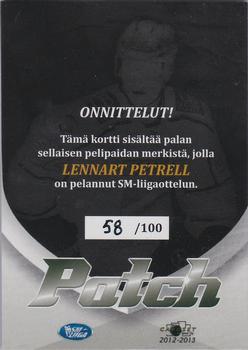 2012-13 Cardset Finland - Patch Series 2 Exchange #NNO Lennart Petrell Back