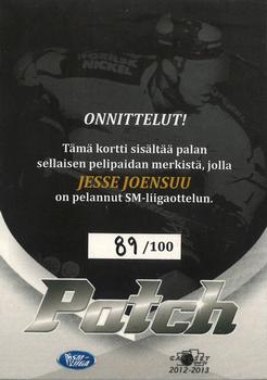 2012-13 Cardset Finland - Patch Series 2 Exchange #NNO Jesse Joensuu Back