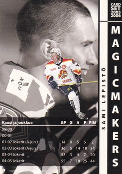2005-06 Cardset Finland - Magicmakers #9 Sami Lepistö Back