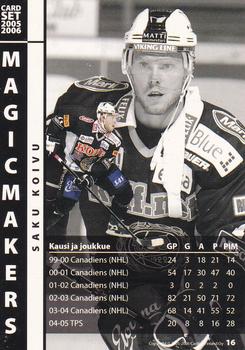 2005-06 Cardset Finland - Magicmakers #16 Saku Koivu Back