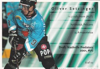 2002-03 Cardset Finland - Bound for Glory #8 Oliver Setzinger Back