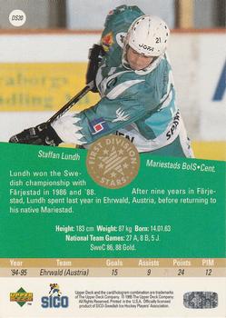 1995-96 Upper Deck Swedish Elite - First Division Stars #DS20 Staffan Lundh Back
