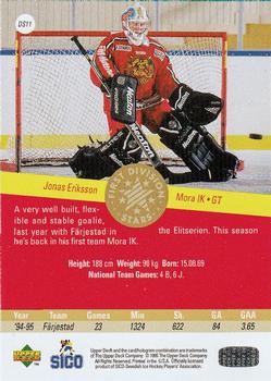 1995-96 Upper Deck Swedish Elite - First Division Stars #DS11 Jonas Eriksson Back