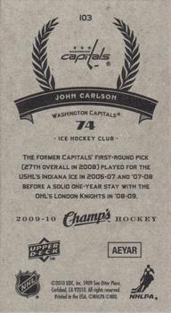 2009-10 Upper Deck Champ's #103 John Carlson Back