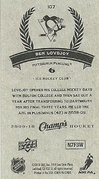 2009-10 Upper Deck Champ's #107 Ben Lovejoy Back