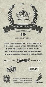 2009-10 Upper Deck Champ's #109 Brandon Segal Back