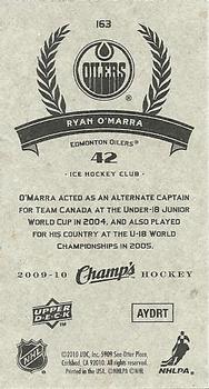 2009-10 Upper Deck Champ's #163 Ryan O'Marra Back