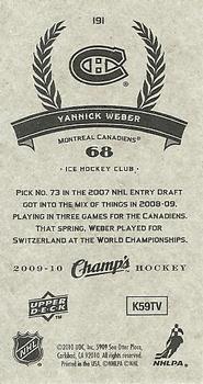 2009-10 Upper Deck Champ's #191 Yannick Weber Back