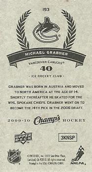 2009-10 Upper Deck Champ's #193 Michael Grabner Back