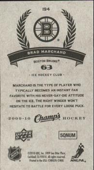 2009-10 Upper Deck Champ's #194 Brad Marchand Back