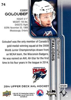 2014 Upper Deck AHL #74 Cody Goloubef Back
