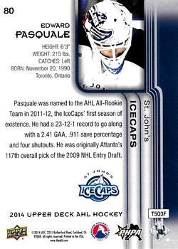 2014 Upper Deck AHL #80 Edward Pasquale Back