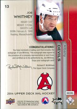 2014 Upper Deck AHL - Autographs #13 Joe Whitney Back
