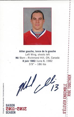 2011-12 Montreal Canadiens #NNO Mike Cammalleri Back