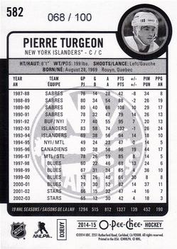 2014-15 O-Pee-Chee - Black Rainbow #582 Pierre Turgeon Back