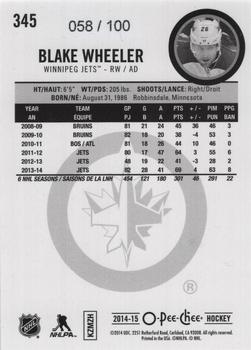 2014-15 O-Pee-Chee - Black Rainbow #345 Blake Wheeler Back