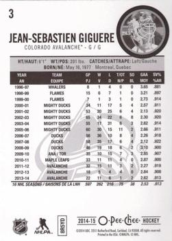 2014-15 O-Pee-Chee - Rainbow #3 Jean-Sebastien Giguere Back