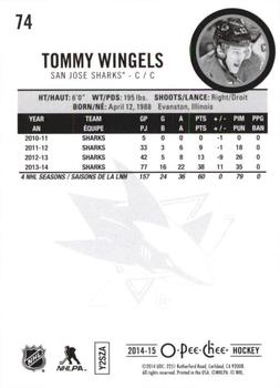 2014-15 O-Pee-Chee - Rainbow #74 Tommy Wingels Back