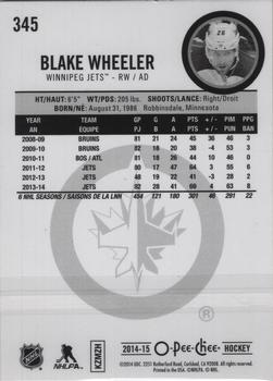 2014-15 O-Pee-Chee - Rainbow #345 Blake Wheeler Back