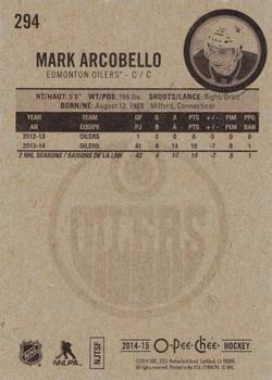 2014-15 O-Pee-Chee - Red #294 Mark Arcobello Back