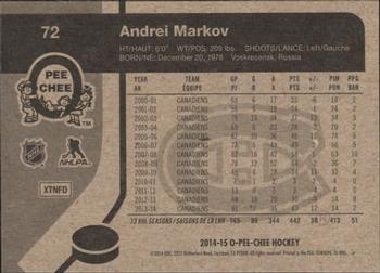 2014-15 O-Pee-Chee - Retro #72 Andrei Markov Back