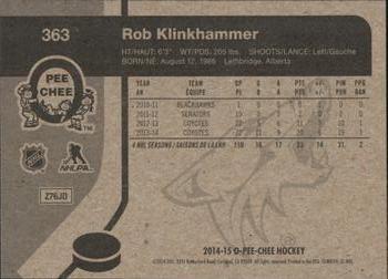 2014-15 O-Pee-Chee - Retro #363 Rob Klinkhammer Back