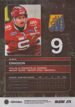 2010-11 SHL Elitset #275 Joakim Eriksson Back