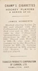 1924-25 Champ's Cigarettes (C144) #NNO James Herberts Back